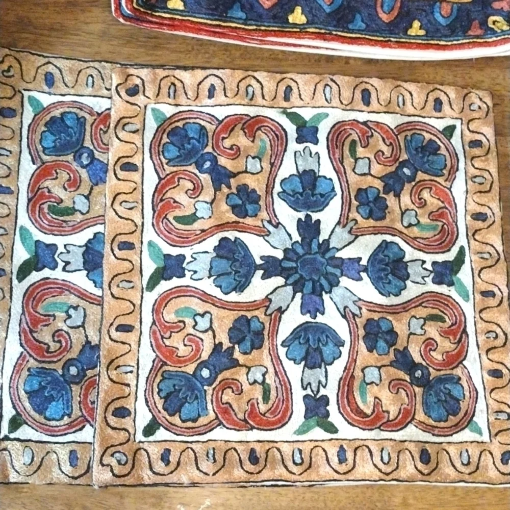 NWOT Hand Embroidered Set of Decorative Pillow Covers. 16x16
